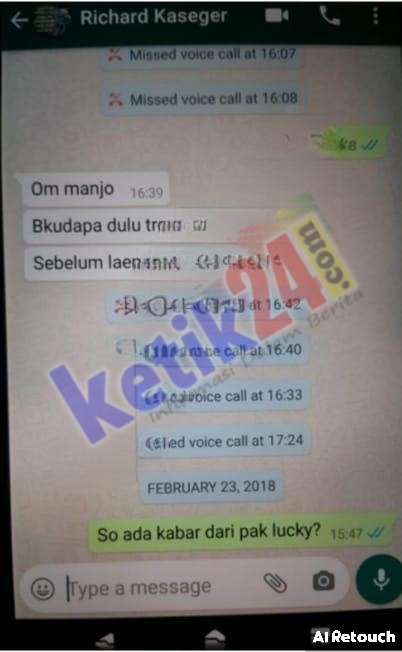 Bukti chatingan Lucky dan Youke Pangalila. (Ist)