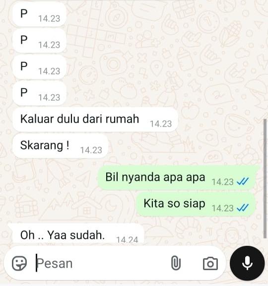 Pesan whatsApp oknum ABR alias Billy