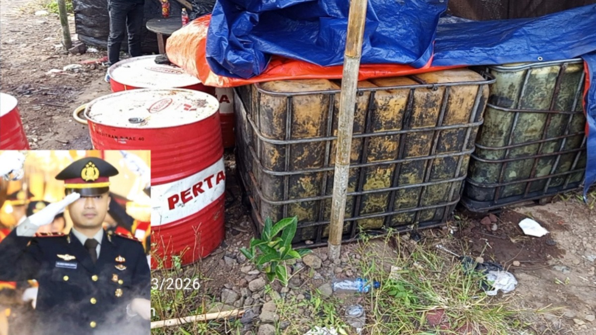 Barang bukti BBM Ilegal yang ditemui di gudang penimbunan (Inzet Pic : Kasat Reskrim Polres Minahasa)